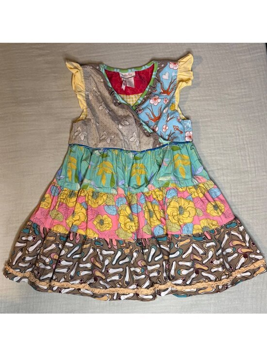 Matilda Jane Other - Matilda Jane Girls Size 4 Mixed Print Ruffle Dress Multicolor Floral & Butterfly